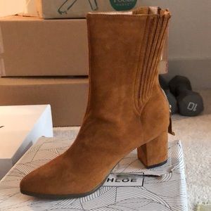 Tan western ankle bootie